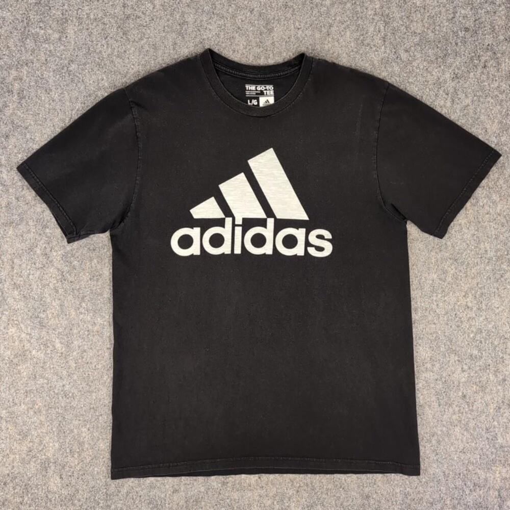 Adidas Shirt Mens Large Black The Go-To Tee Logo Graphic Sports Casual Cotton